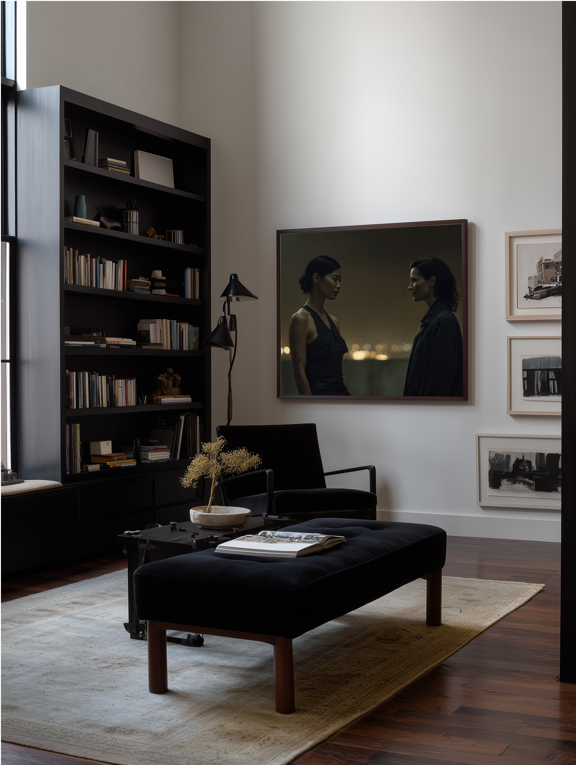 Interior with artwork 'Conversation 3' is printed on Hahnemühle Baryta FineArt paper and comes in a wooden handmade frame. From the series 'Echoes from Tomorrow'. ©All rights reserved Rein-Willem Gloudemans